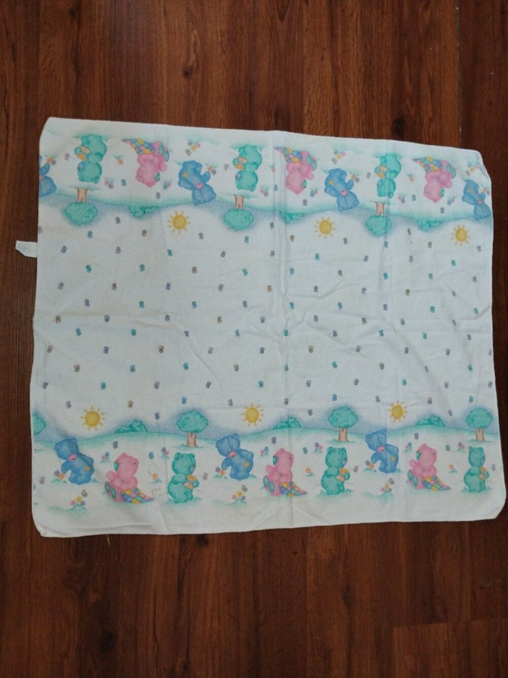 Vintage Carter's Pastel Teddy Bears Baby Blanket Receiving Rare